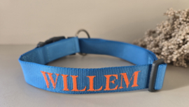 Halsband Nylon turquoise (incl borduring naar wens)