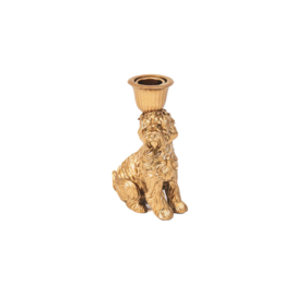 Labradoodle kaarshouder goud