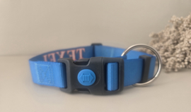 Halsband Nylon turquoise (incl borduring naar wens)