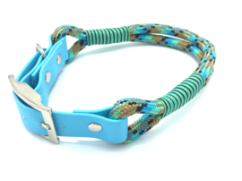 Halsband touw met biothane (Zwart-Lichtbruin-Turquoise-Mint)