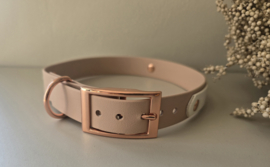 Halsband biothane 2 kleuren met naam/ telefoonnummer