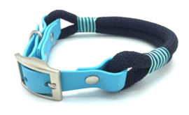 Halsband touw met biothane (donkerblauw)