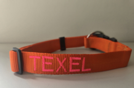 Halsband Nylon oranje (incl borduring naar wens)