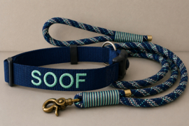 Hondenlijn touw (Donker blauw-Turquoise-Bruin)
