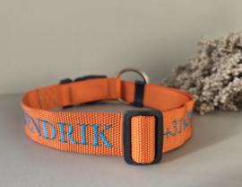 Halsband Nylon oranje (incl borduring naar wens)