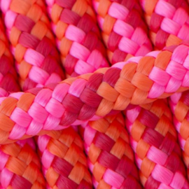 Halsband touw met biothane (Roze-Oranje-Rood