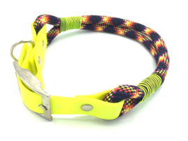 Halsband touw met biothane (zwart-roze-rood-geel-oranje)
