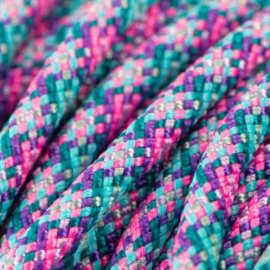 Halsband touw met biothane (roze-paars-turquoise-teal-mint)