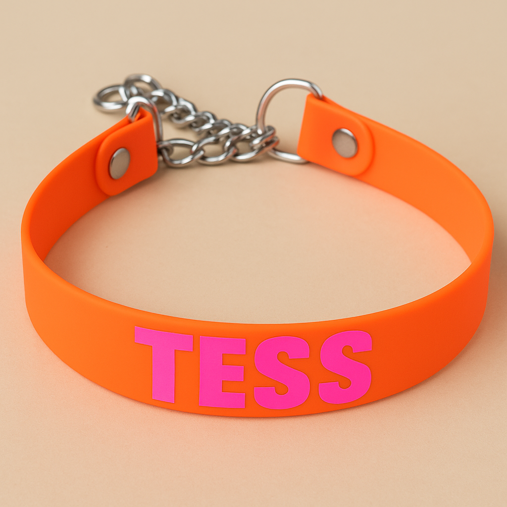 Halfcheck halsband met bedrukking