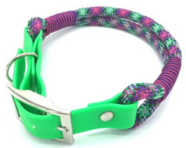 Halsband touw met biothane (groen, paars, roze, zwart)