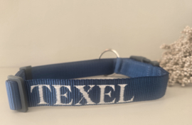 Halsband Nylon donker blauw (incl borduring naar wens)