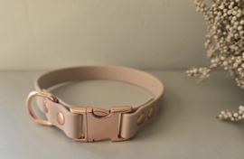 Halsband biothane rosé gold metalen clicksysteem (incl bedrukking naar wens)