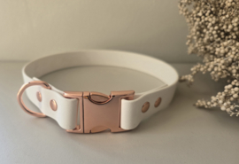 Halsband biothane rosé gold metalen clicksysteem (incl bedrukking naar wens)