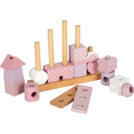 Stapelblokken huisje pastelroze