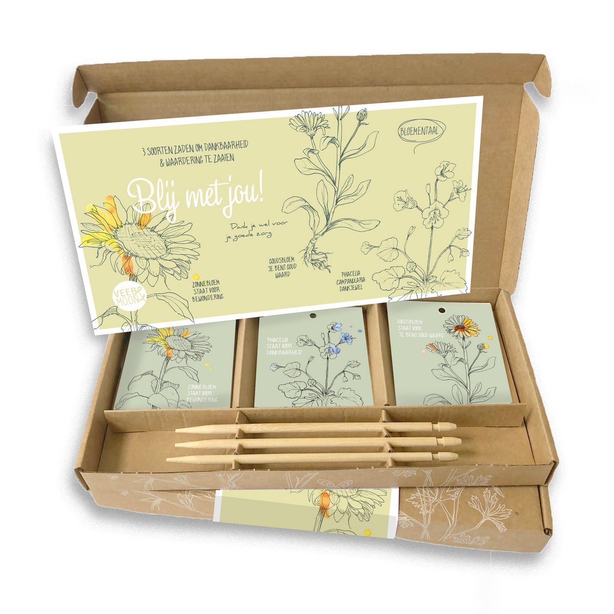 Cadeaudoosje DIY zaden 'Blij met jou' (Veer & Moon)