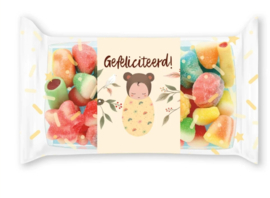 Snoeppakketje 'Gefeliciteerd' (baby/geboorte)