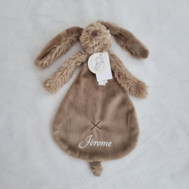 knuffeldoekje/doudou konijn Richie Rabbit taupe (met of zonder naam)