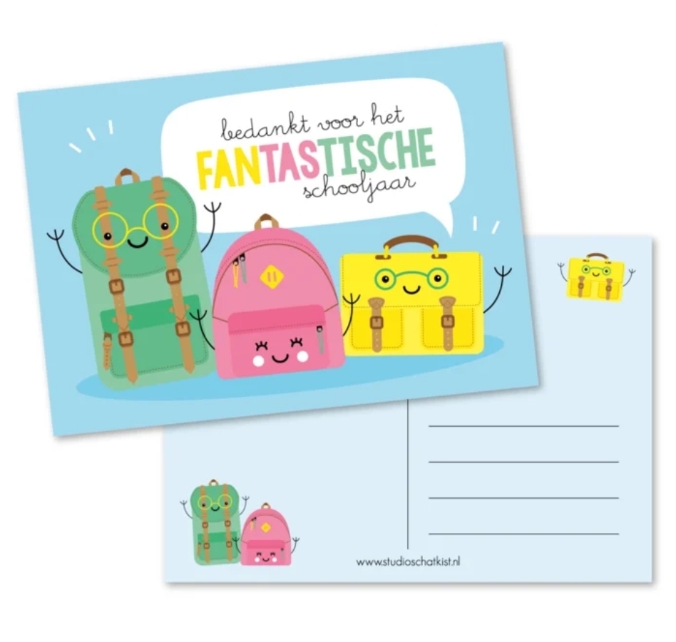Kaartje 'Bedankt voor het fantastische schooljaar'