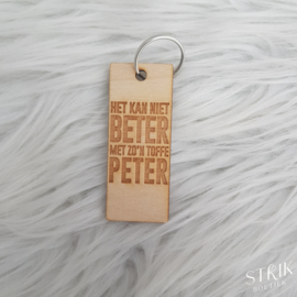 Houten sleutelhanger meter OF peter