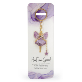 Sleutelhanger engel 'Hart van goud' met gedicht