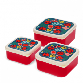 Snackboxen / snackdoosjes set 'Lieveheersbeestje - ladybird'