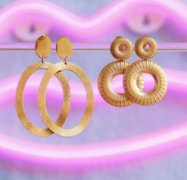 Oorbellen ovalen ring goud - Bazou
