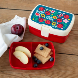 Brooddoos / lunchbox met vakjes 'Lieveheersbeestje - ladybird'