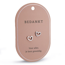 Hartoorbellen zilver 'Bedankt'