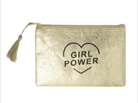 Metallic tasje 'Girl power' goud
