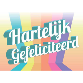 Kleurrijke kaart 'Hartelijk gefeliciteerd'