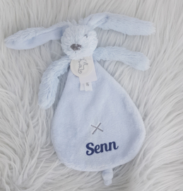 knuffeldoekje/doudou konijn Richie Rabbit lichtblauw (met of zonder naam)