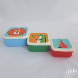 Snackboxen / snackdoosjes set 'Vrolijke dieren'