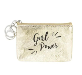 Portemonnee/sleutelhanger 'Girl power' goud