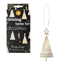 Autogeurhanger 'Driving home for Christmas' (zwart/goud)