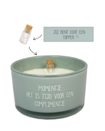 Kaars met flessenpost 'Tijd voor een complimentje' (My Flame)