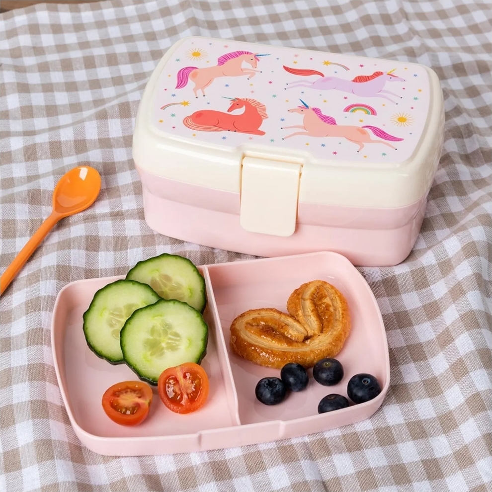 Brooddoos / lunchbox met vakjes 'Unicorn / eenhoorn'
