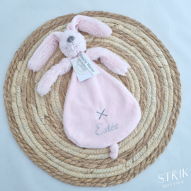 knuffeldoekje/doudou konijn Richie Rabbit roze (met of zonder naam)