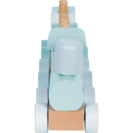 Houten trein pastelblauw