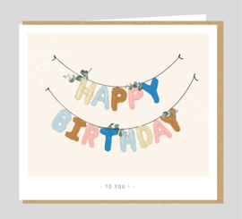 Dubbele kaart 'Happy birthday to you!' (envelop inbegrepen) (Mailbox)