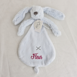 knuffeldoekje/doudou konijn Richie Rabbit lichtblauw (met of zonder naam)