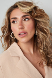 Oorbellen bloemetjes zwart/grijs - Yehwang