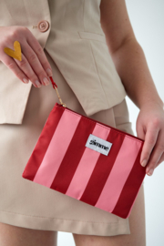 Tasje strepen rood/roze