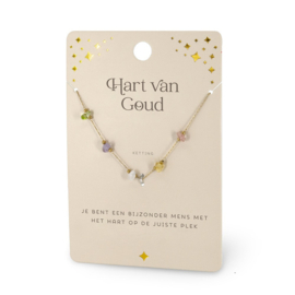 Halsketting edelsteen 'Hart van goud'