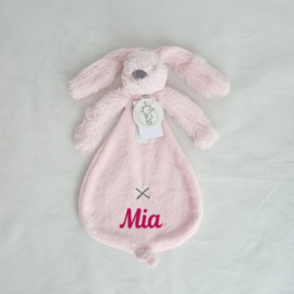 knuffeldoekje/doudou konijn Richie Rabbit roze (met of zonder naam)