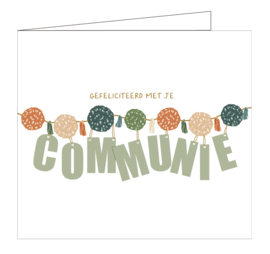 Dubbele kaart 'Gefeliciteerd met je communie' (envelop inbegrepen) (Mailbox)
