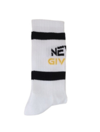 Sportsokken 'NEVER GIVE UP' (wit)