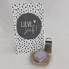 Ambergeurblokje met schaaltje 'Lieve juf'