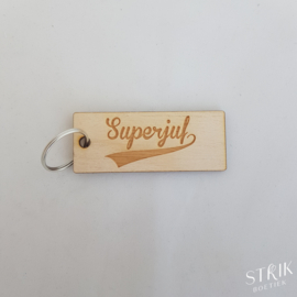 Houten sleutelhanger superjuf/super meester/teachers