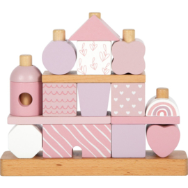 Stapelblokken huisje pastelroze