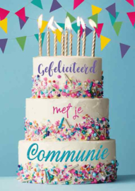 Dubbele kaart 'Gefeliciteerd met je communie'  (envelop inbegrepen) (Artige)